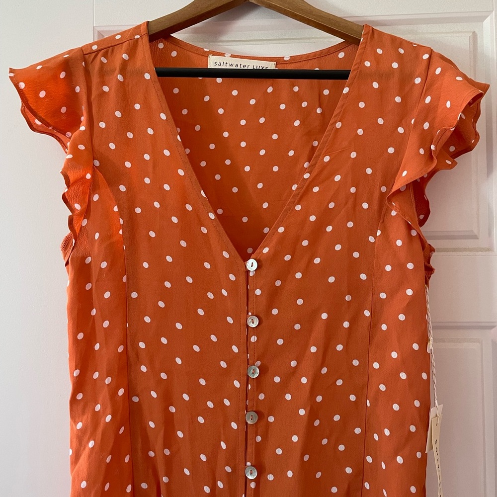 Orange Polkadot Saltwater Luxe Dress Small